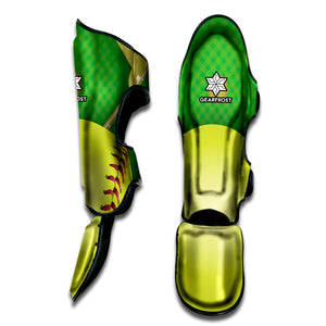 Softball Field And Ball Print Muay Thai Shin Guard