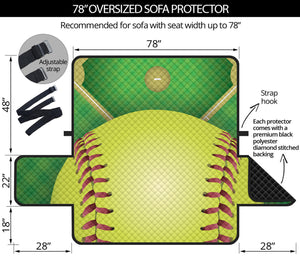 Softball Field And Ball Print Oversized Sofa Protector