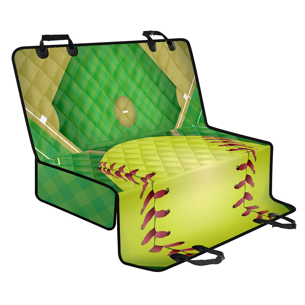 Softball Field And Ball Print Pet Car Back Seat Cover