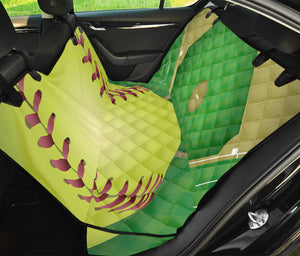 Softball Field And Ball Print Pet Car Back Seat Cover