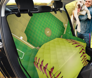 Softball Field And Ball Print Pet Car Back Seat Cover