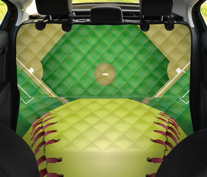 Softball Field And Ball Print Pet Car Back Seat Cover