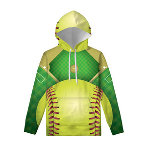 Softball Field And Ball Print Pullover Hoodie