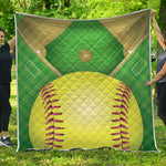 Softball Field And Ball Print Quilt