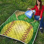 Softball Field And Ball Print Quilt