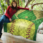 Softball Field And Ball Print Quilt