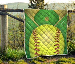 Softball Field And Ball Print Quilt