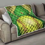 Softball Field And Ball Print Quilt