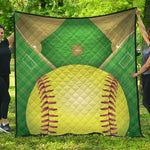 Softball Field And Ball Print Quilt