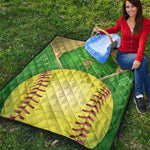 Softball Field And Ball Print Quilt