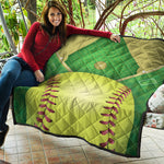 Softball Field And Ball Print Quilt