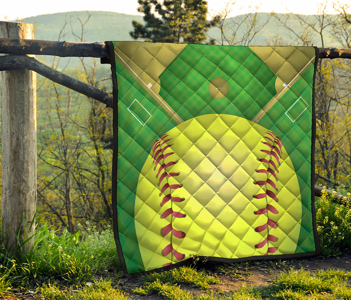 Softball Field And Ball Print Quilt