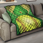 Softball Field And Ball Print Quilt