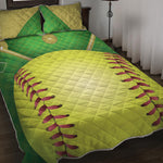 Softball Field And Ball Print Quilt Bed Set