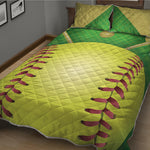 Softball Field And Ball Print Quilt Bed Set