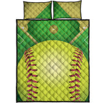 Softball Field And Ball Print Quilt Bed Set