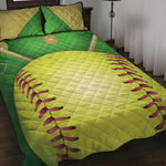 Softball Field And Ball Print Quilt Bed Set