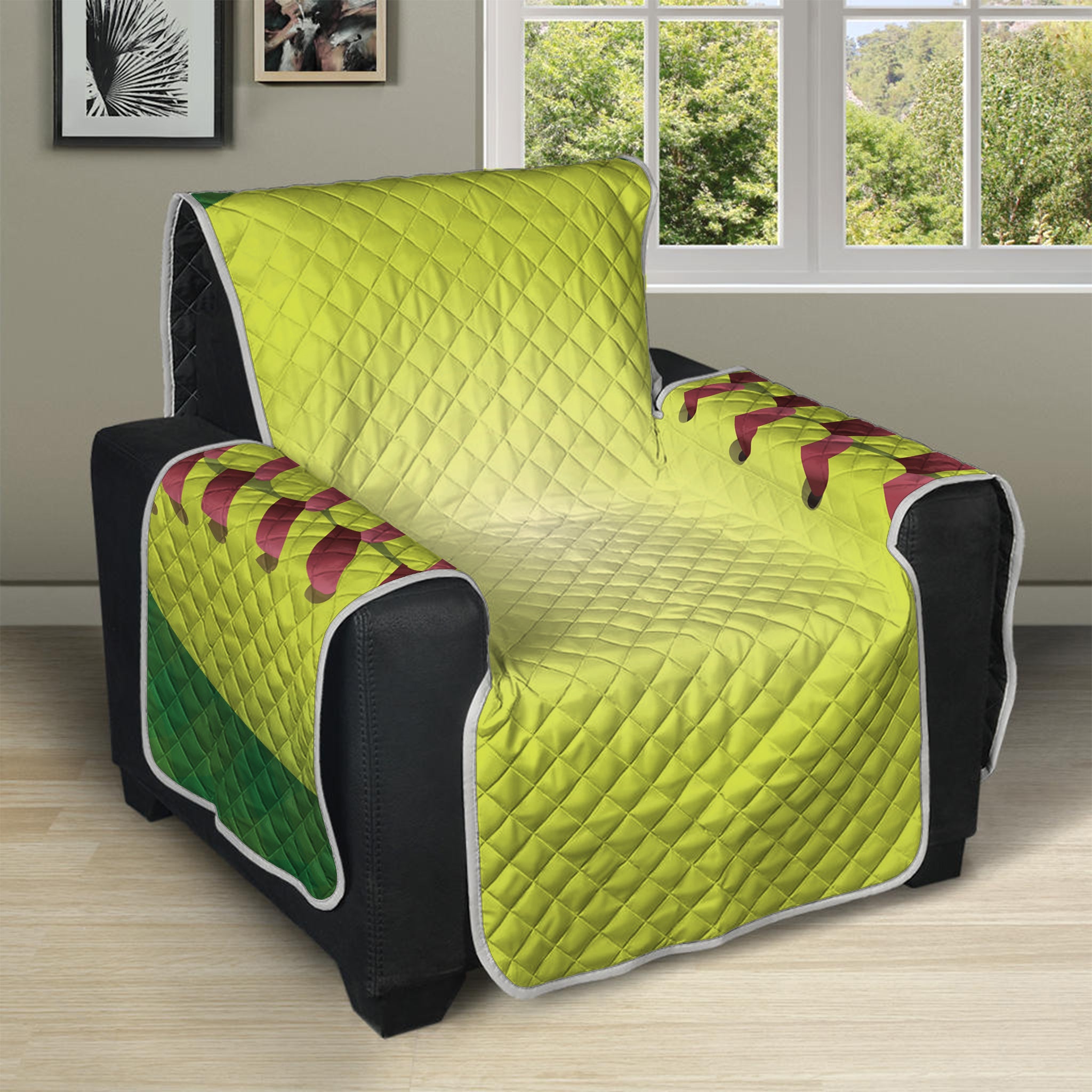 Softball Field And Ball Print Recliner Protector