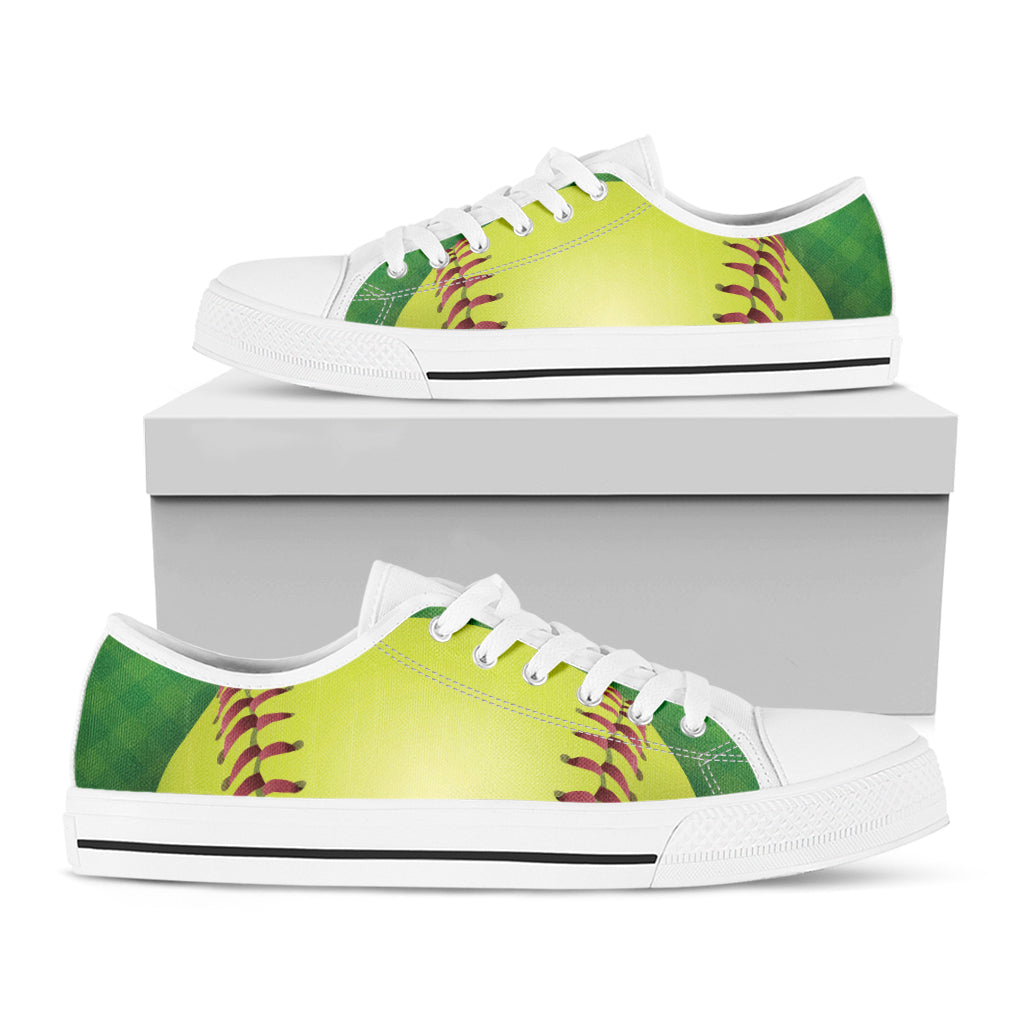 Softball Field And Ball Print White Low Top Shoes