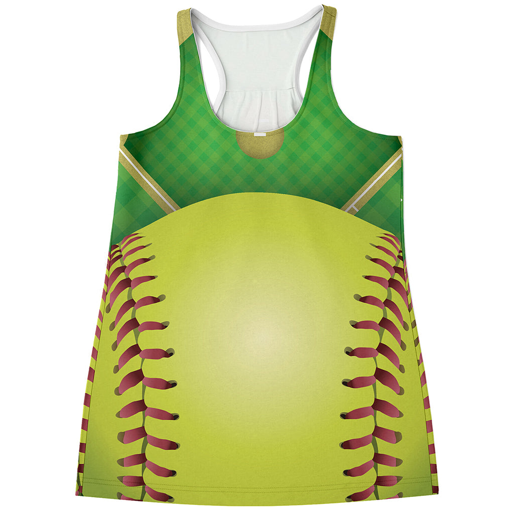 Softball Field And Ball Print Women's Racerback Tank Top