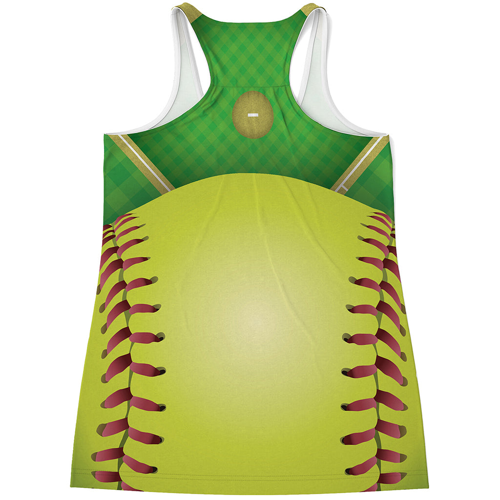 Softball Field And Ball Print Women's Racerback Tank Top