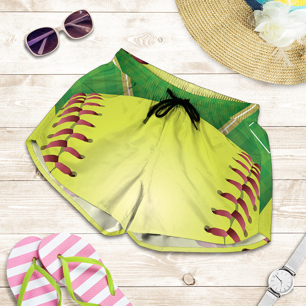 Softball Field And Ball Print Women's Shorts