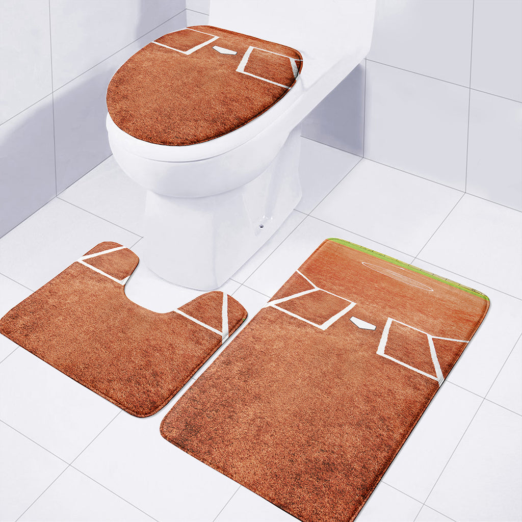 Softball Playing Field Print 3 Piece Bath Mat Set