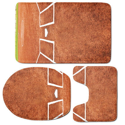 Softball Playing Field Print 3 Piece Bath Mat Set