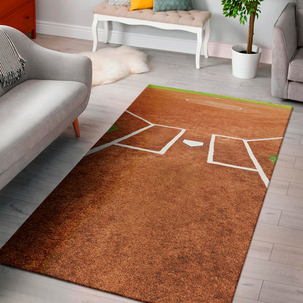 Softball Playing Field Print Area Rug