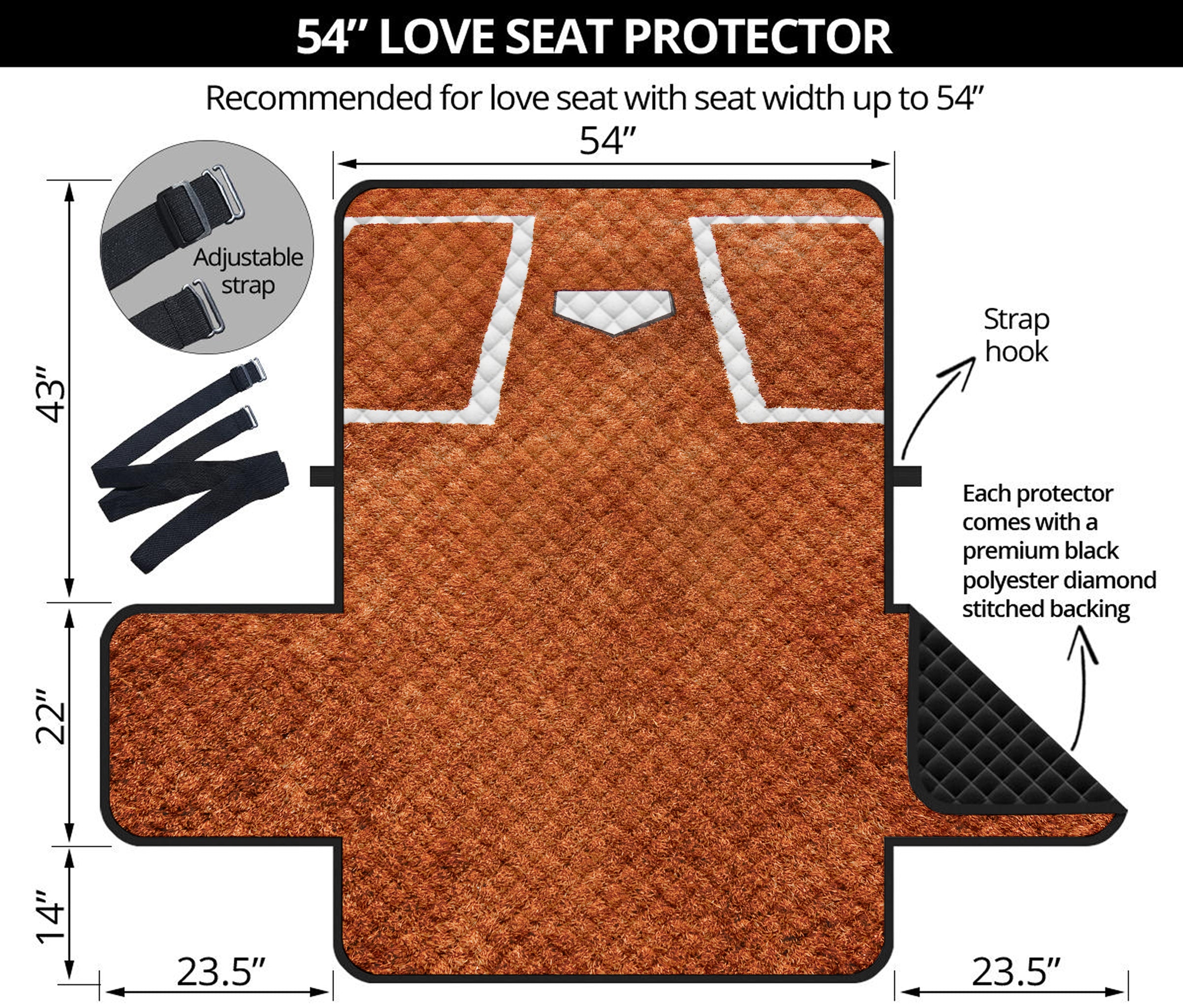 Softball Playing Field Print Loveseat Protector