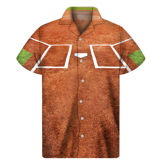 Softball Playing Field Print Men's Short Sleeve Shirt