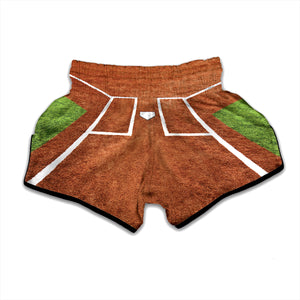 Softball Playing Field Print Muay Thai Boxing Shorts