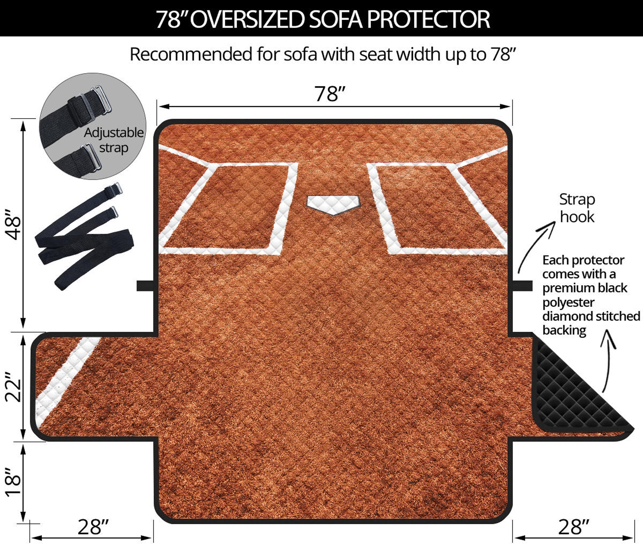 Softball Playing Field Print Oversized Sofa Protector