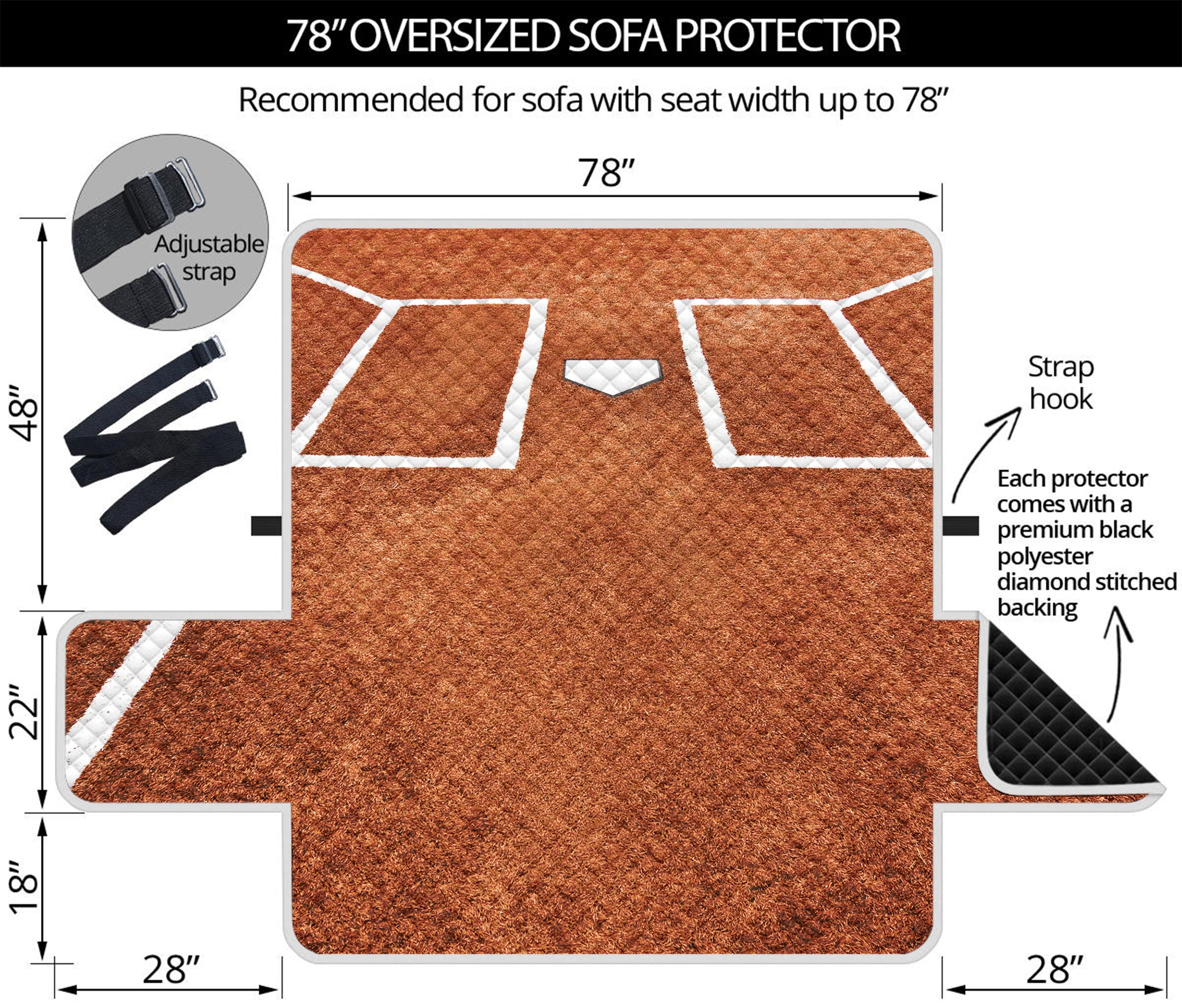 Softball Playing Field Print Oversized Sofa Protector