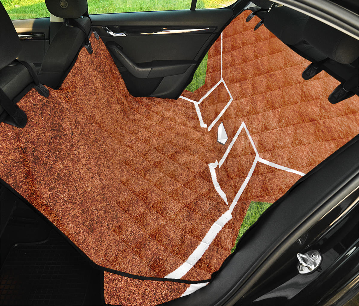 Softball Playing Field Print Pet Car Back Seat Cover