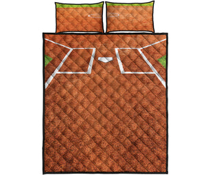 Softball Playing Field Print Quilt Bed Set