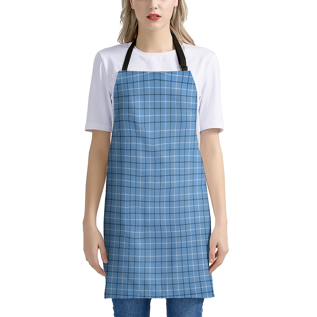 Solf Blue Tattersall Pattern Print Apron