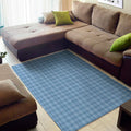 Solf Blue Tattersall Pattern Print Floor Mat