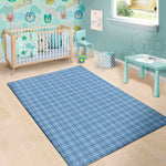 Solf Blue Tattersall Pattern Print Area Rug