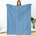 Solf Blue Tattersall Pattern Print Blanket