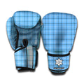Solf Blue Tattersall Pattern Print Boxing Gloves