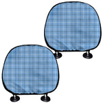 Solf Blue Tattersall Pattern Print Car Headrest Covers