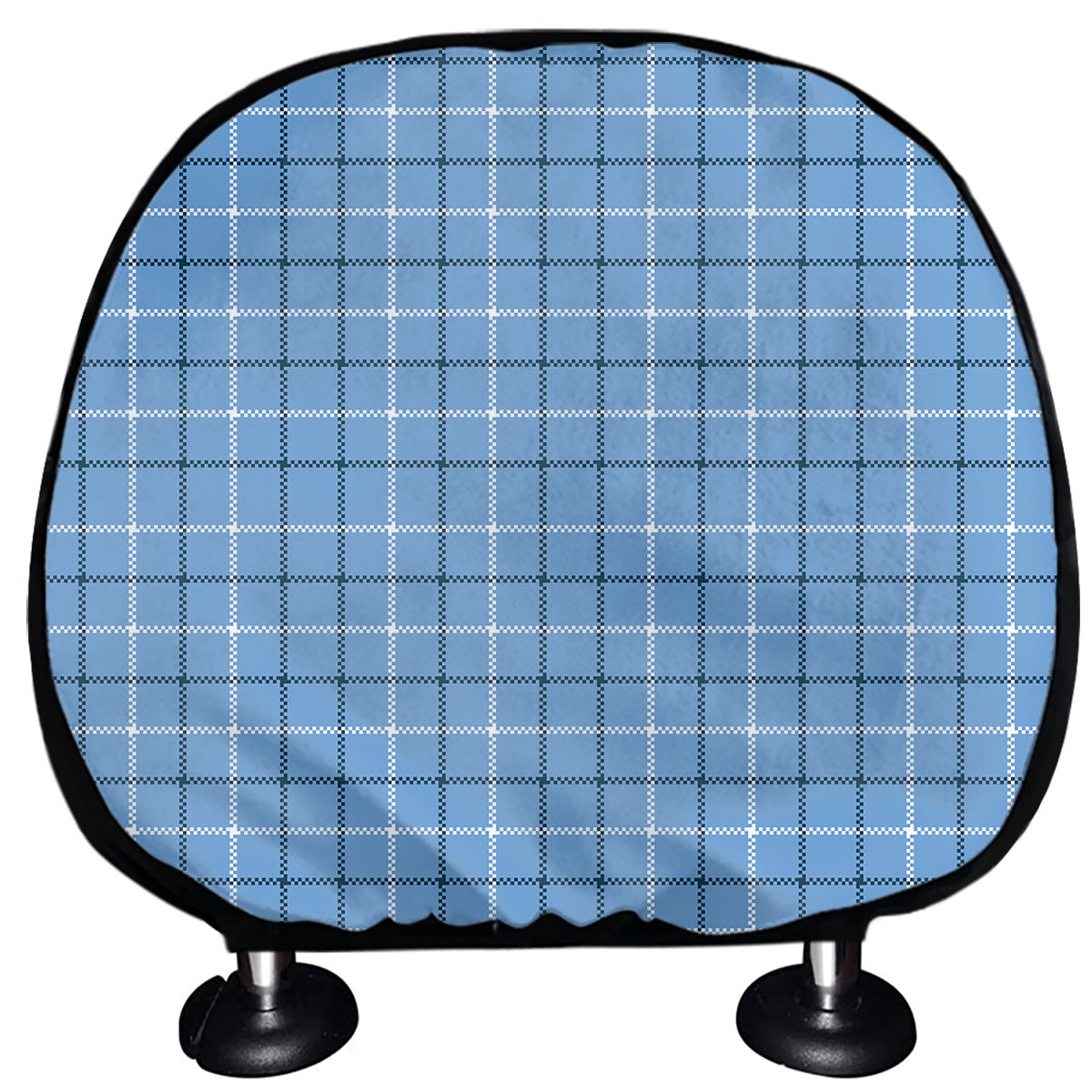 Solf Blue Tattersall Pattern Print Car Headrest Covers