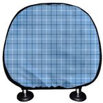 Solf Blue Tattersall Pattern Print Car Headrest Covers
