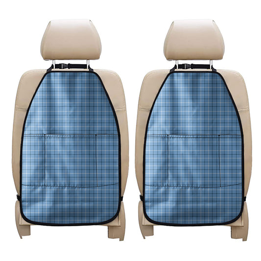 Solf Blue Tattersall Pattern Print Car Seat Organizers