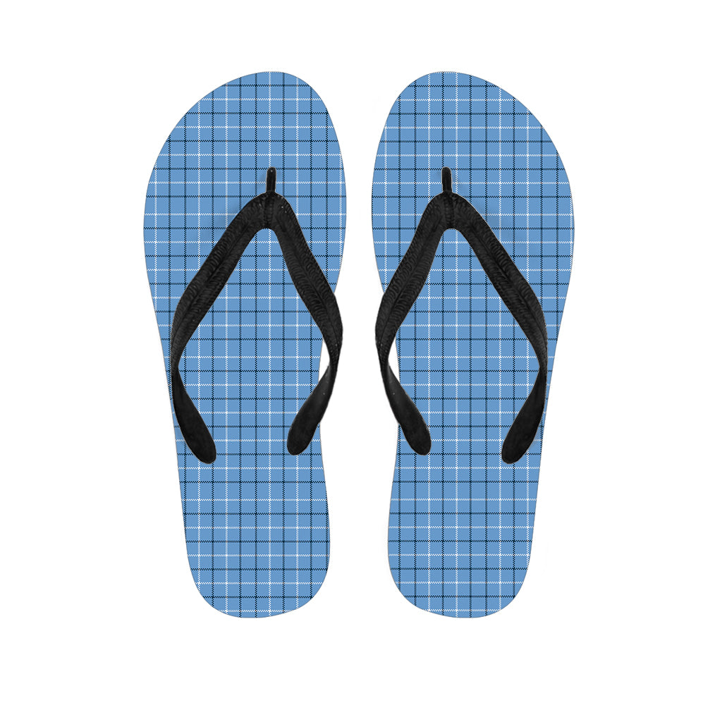 Solf Blue Tattersall Pattern Print Flip Flops