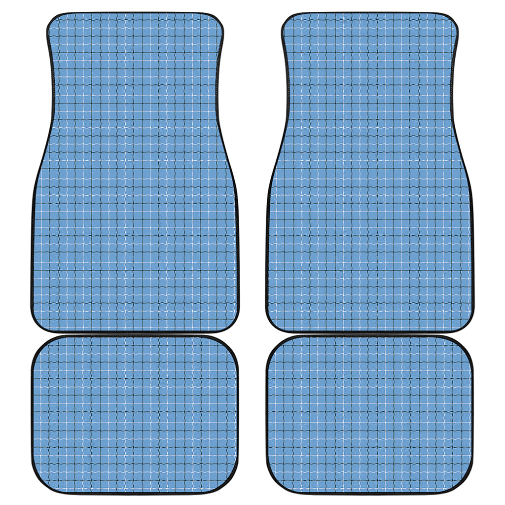 Solf Blue Tattersall Pattern Print Front and Back Car Floor Mats