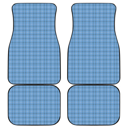 Solf Blue Tattersall Pattern Print Front and Back Car Floor Mats