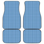 Solf Blue Tattersall Pattern Print Front and Back Car Floor Mats
