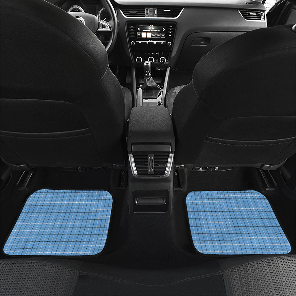 Solf Blue Tattersall Pattern Print Front and Back Car Floor Mats